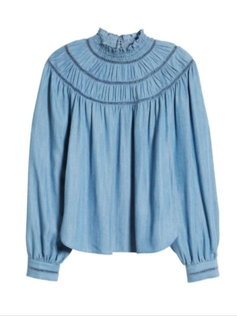 Rebecca Minkoff Jordana Smocked Long Sleeves Blouse Size XS $198